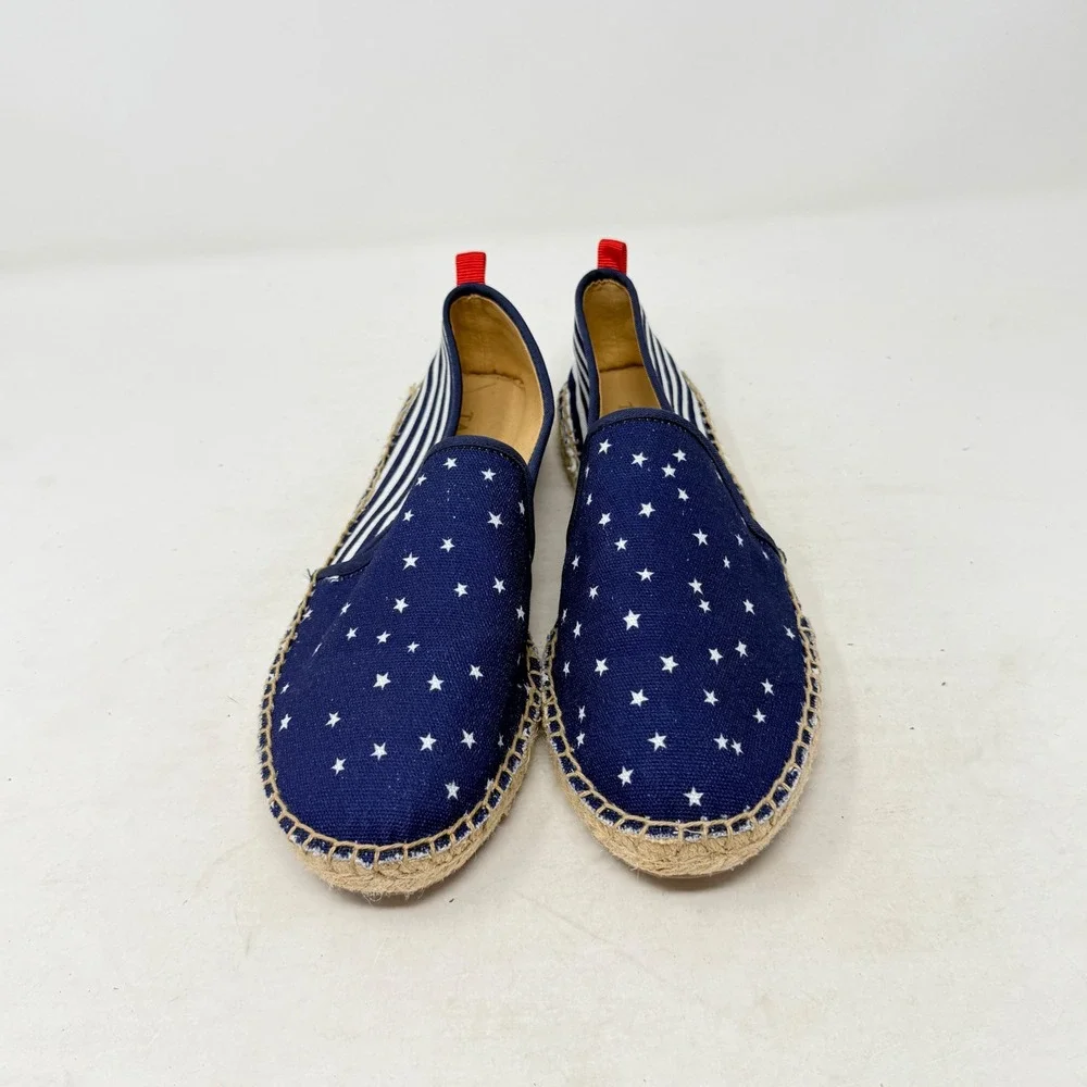 Talbots Espadrilles Blue White 7.5M Stars Stripes Americana Slip On Flat‎ Shoes